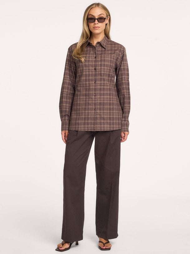 CHECKED FITTED SHIRT Katoenen geruite blouse