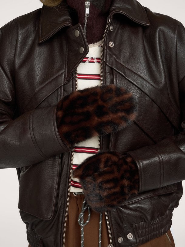 Madina, fake fur leopard wanten