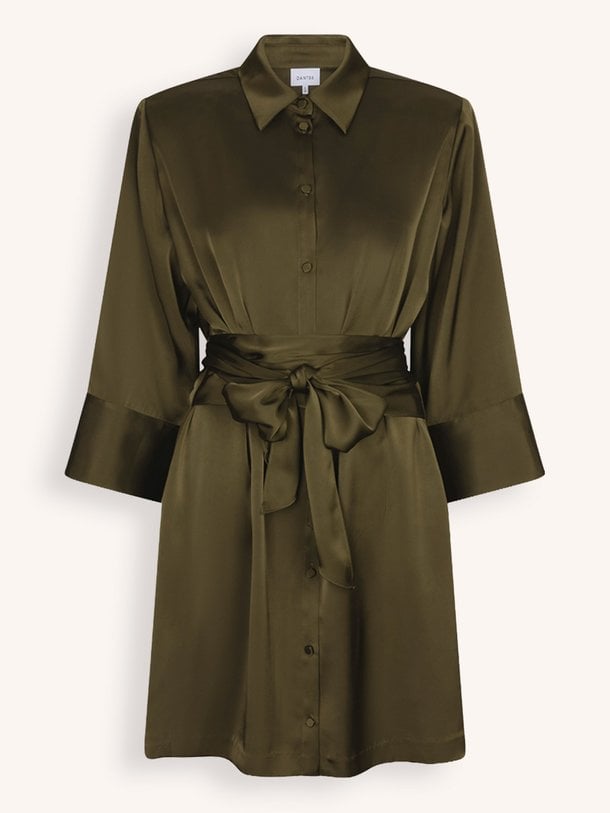 Noanne satin shirt-wrap dress Noanne, geweven jurk