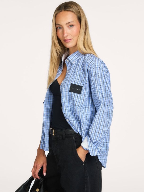 Contrast Color Check Shirt Geweven geruite blouse