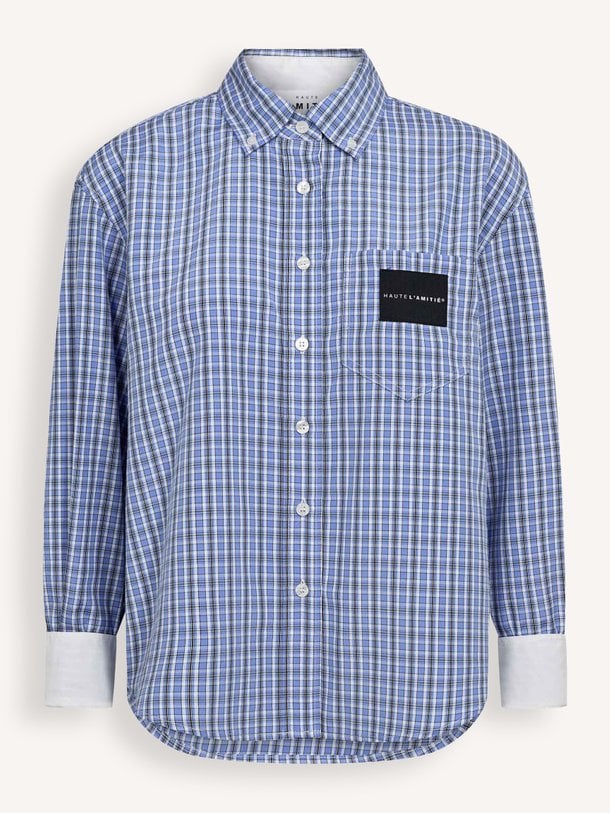 Contrast Color Check Shirt Geweven geruite blouse