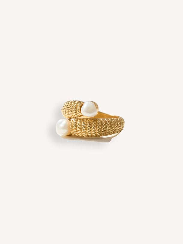 Justin, vergulde ring met parel