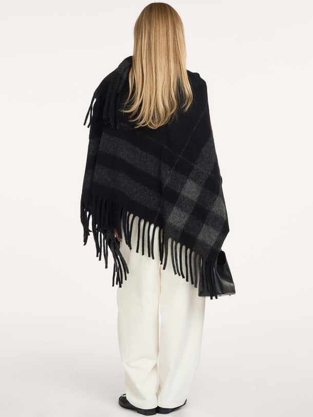 Rhea'CL Rhea, wolmix geruite poncho sjaal