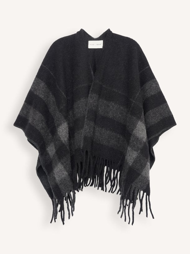 Rhea'CL Rhea, wolmix geruite poncho sjaal