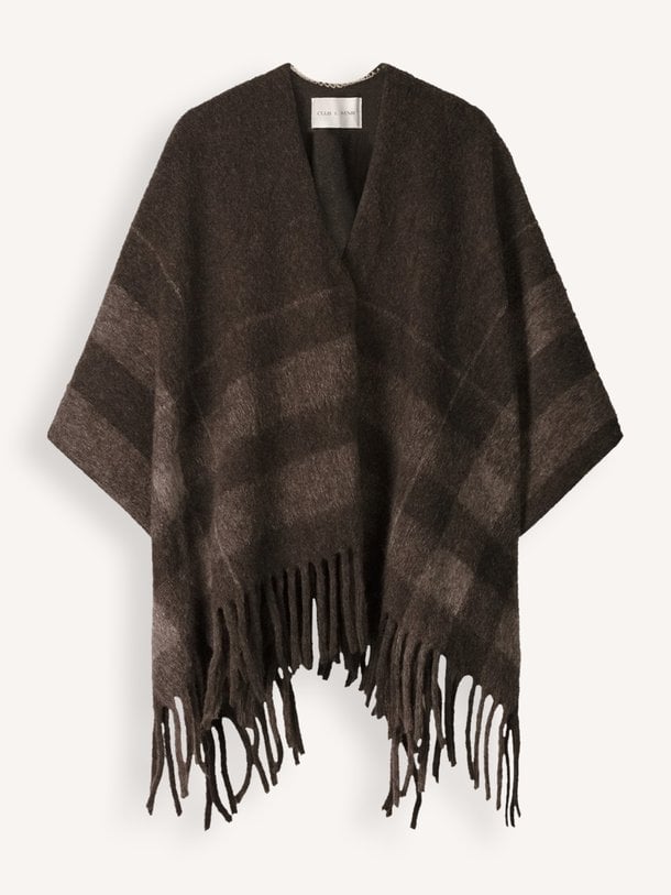 Rhea'CL Rhea, wolmix geruite poncho sjaal