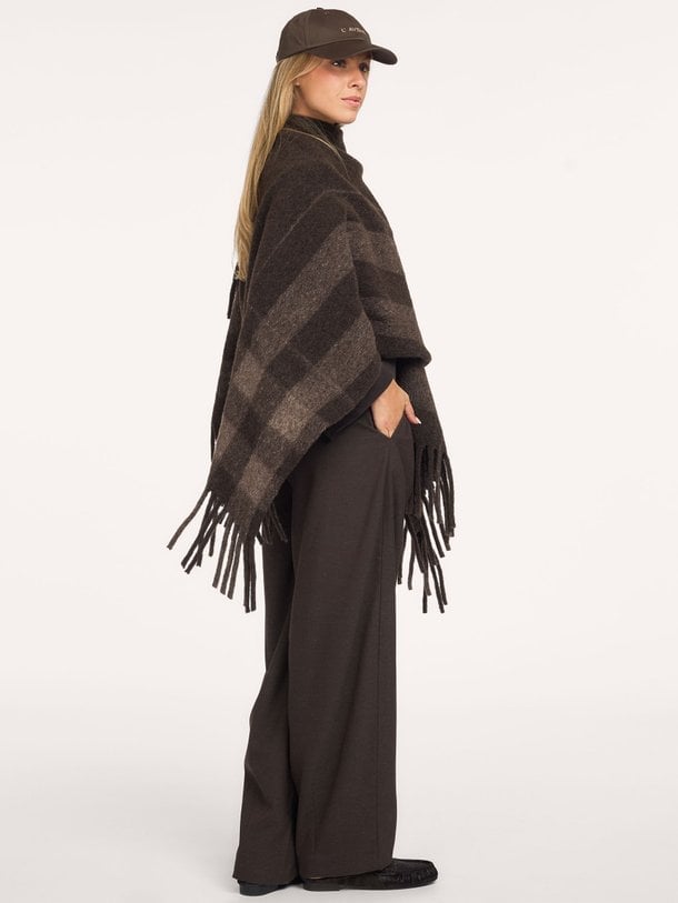 Rhea'CL Rhea, wolmix geruite poncho sjaal