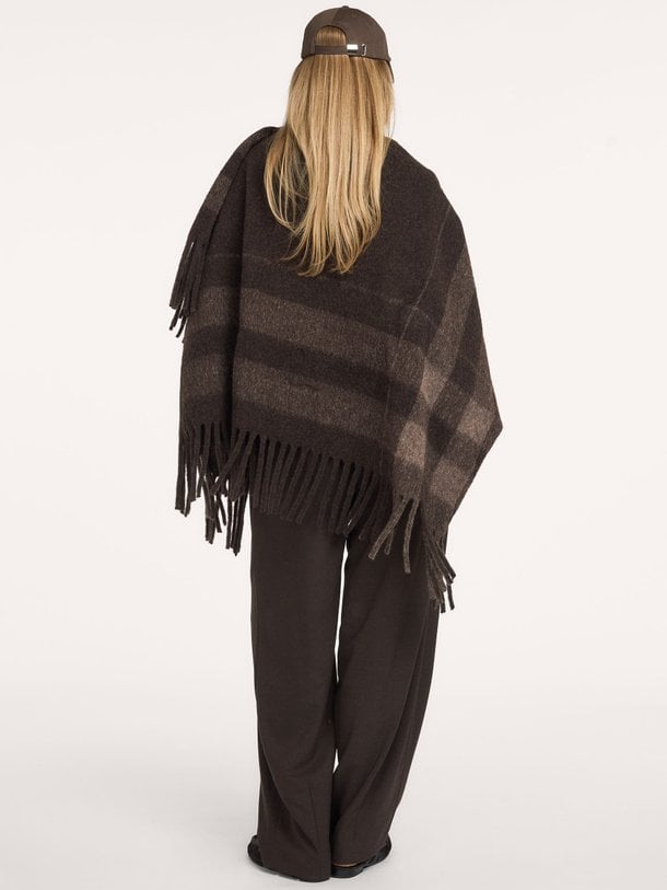 Rhea'CL Rhea, wolmix geruite poncho sjaal