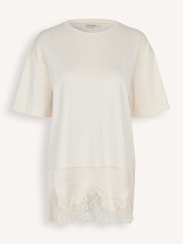 Vaccara Lace Tee Vaccara, katoenen T-shirt met kant