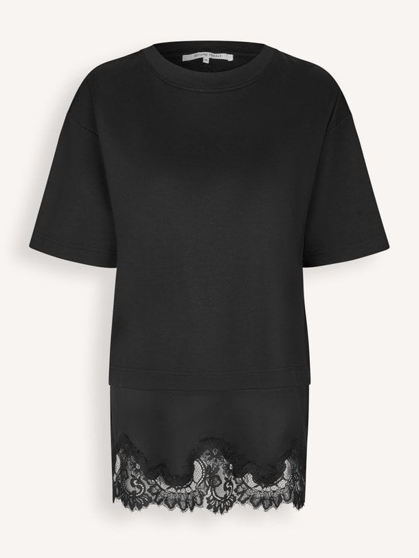 Vaccara Lace Tee Vaccara, katoenen T-shirt met kant