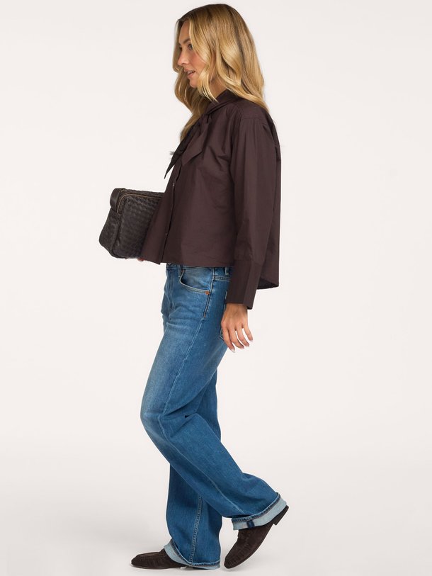 KARMEL Poplin shirt with bow collar Karmel, katoenen blouse