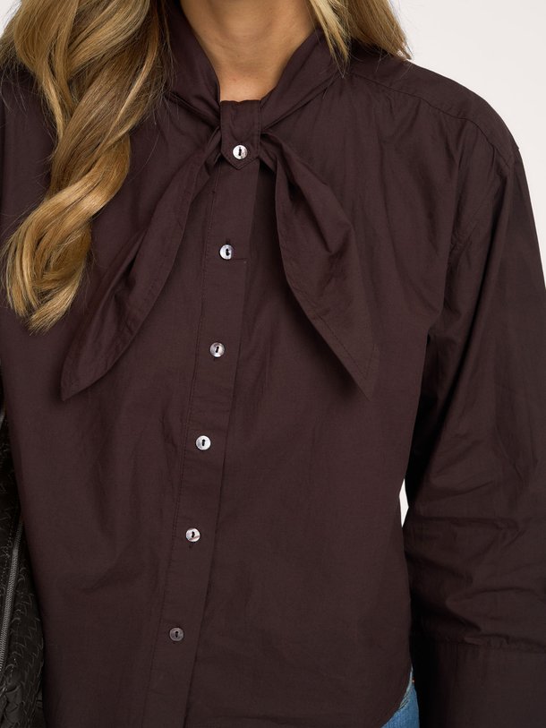 KARMEL Poplin shirt with bow collar Karmel, katoenen blouse