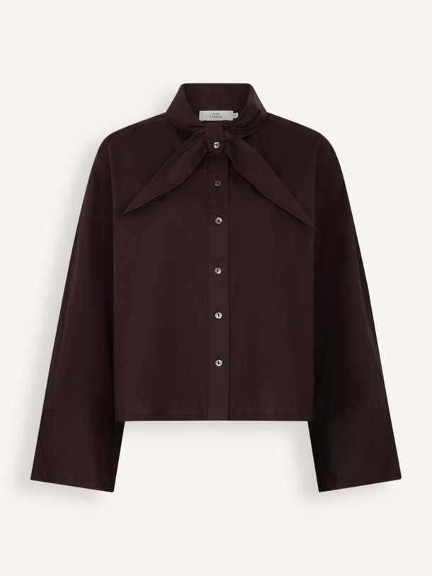 KARMEL Poplin shirt with bow collar Karmel, katoenen blouse
