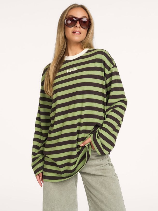 Donna Wide Skate Longsleeve Donna, katoenen gestreepte longsleeve