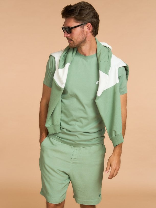 Katoenmix short met logo