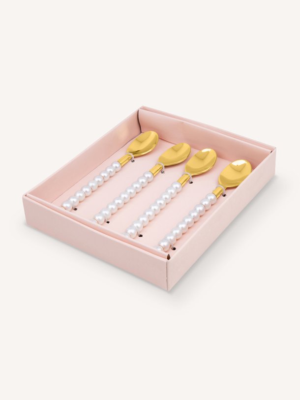 Gold plated lepels met parels