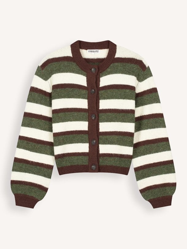 Moya Cardigan Moya, wolmix gestreept vest