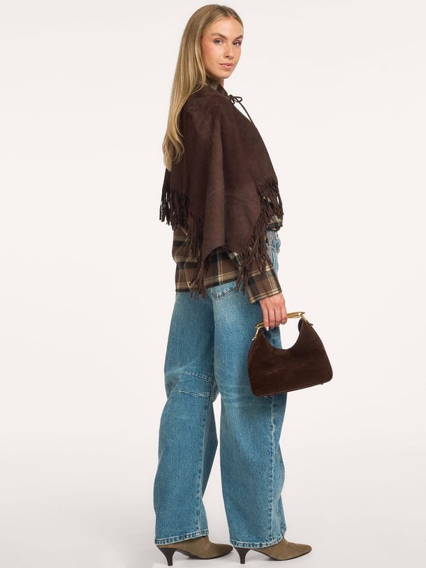 Spencer suede fringed poncho Spencer, suède poncho met franjes