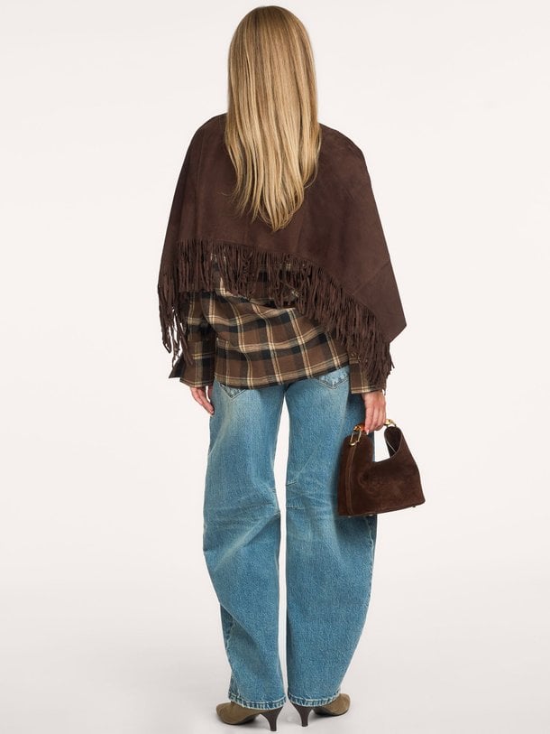 Spencer suede fringed poncho Spencer, suède poncho met franjes
