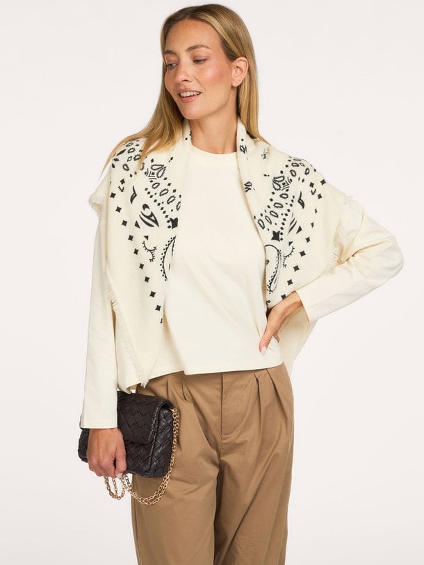 CIBINE Long sleeves tee with detachable scarf Cibine, katoenen longsleeve