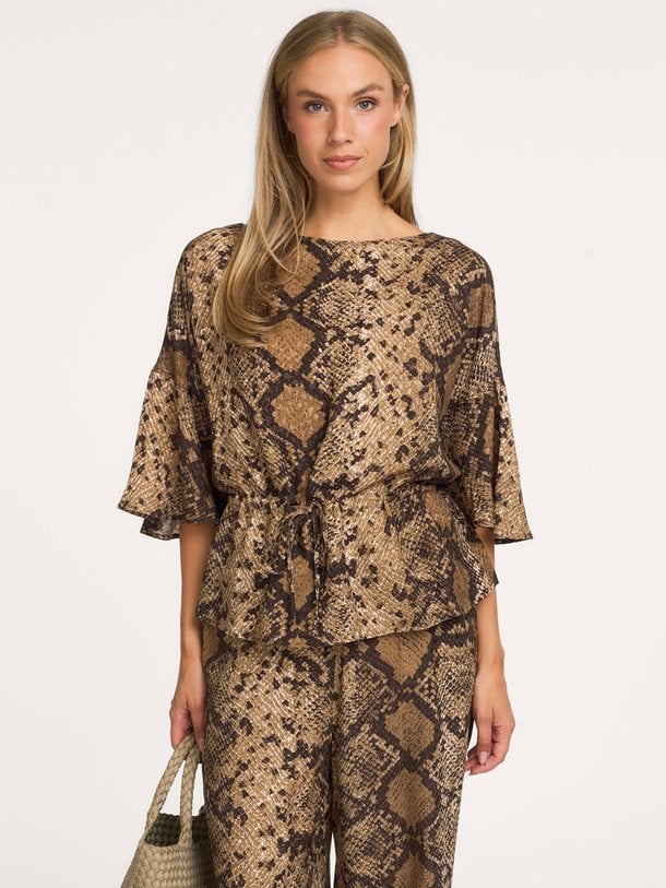 Vajen snake top Vajen, katoenmix top met print