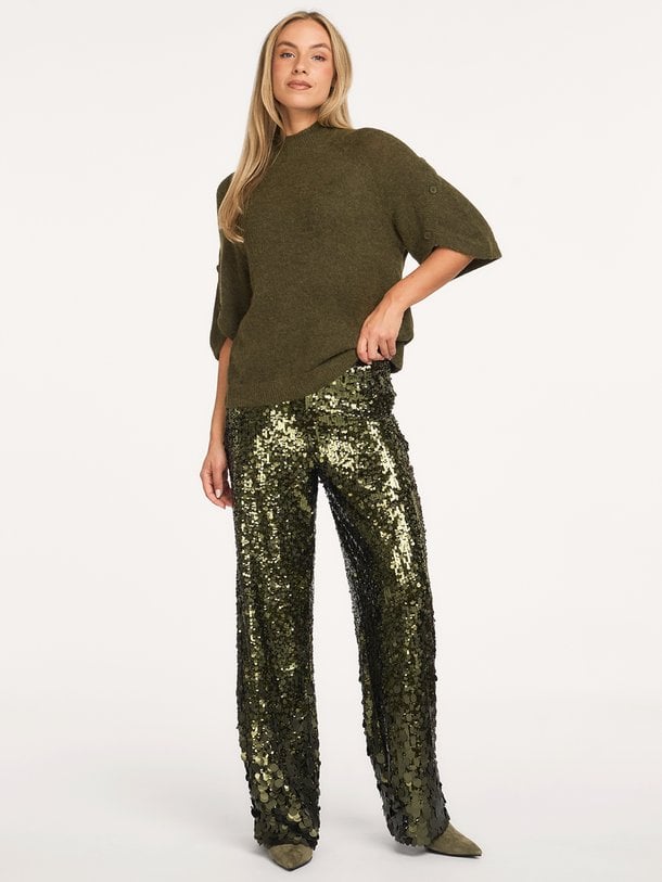 Saluz, geweven pailletten broek