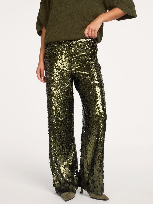 Saluz, geweven pailletten broek