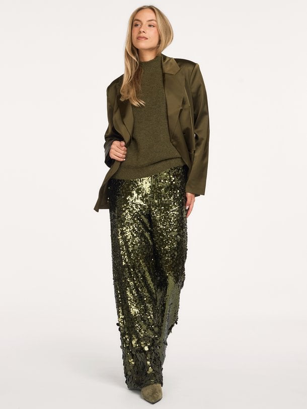 Saluz, geweven pailletten broek