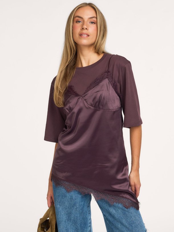 FAYE-SS Faye, viscosemix top met kant