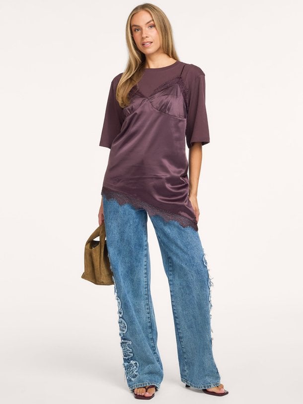FAYE-SS Faye, viscosemix top met kant