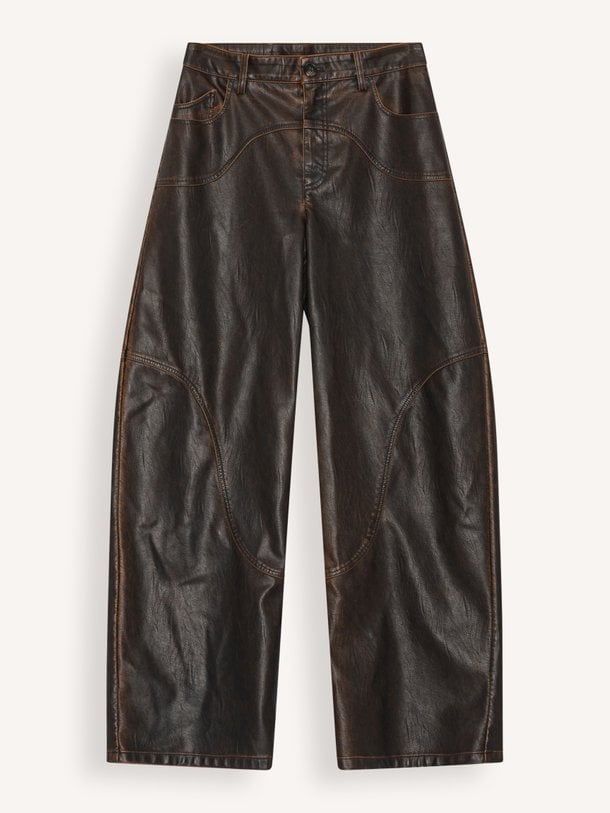 Napolen, leatherlook barrel fit broek