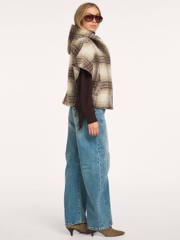Lunetta check cape coat Lunetta, wolmix geruit jasje