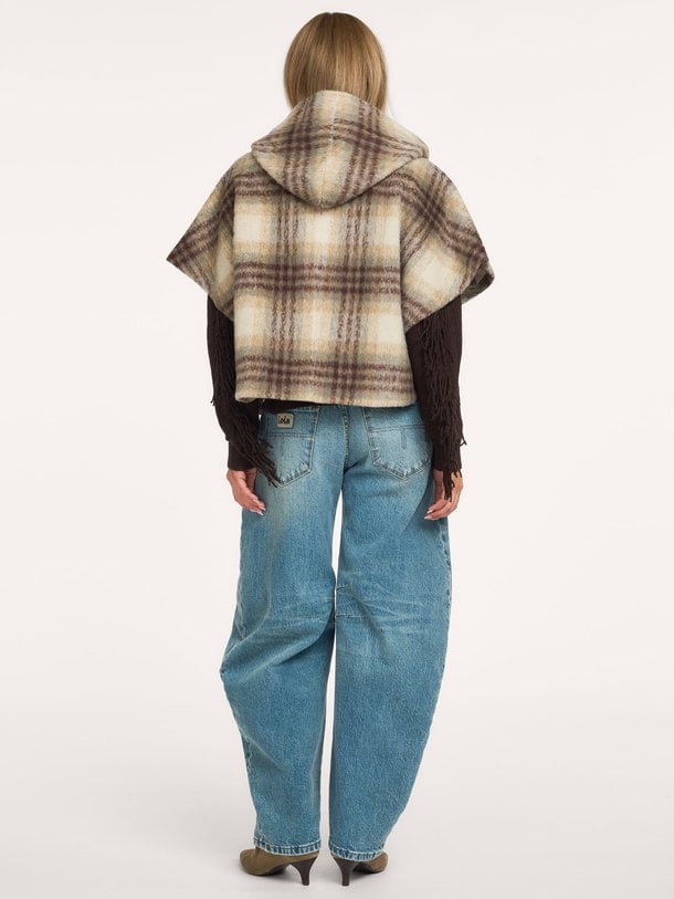 Lunetta check cape coat Lunetta, wolmix geruit jasje