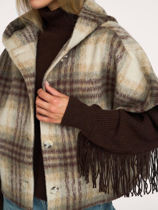 Lunetta check cape coat Lunetta, wolmix geruit jasje