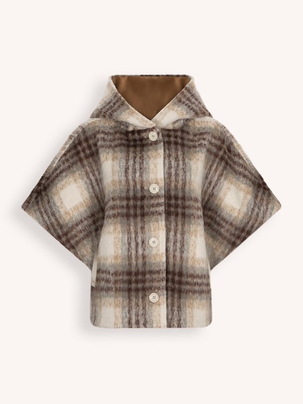 Lunetta check cape coat Lunetta, wolmix geruit jasje