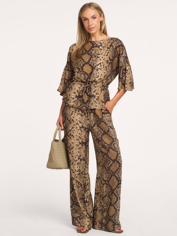 Mienke snake trousers Mienke, katoenmix broek met print