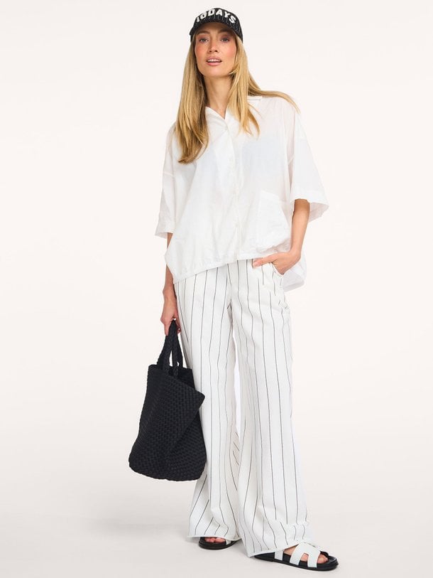 wide jogger pinstripe Katoenmix broek met krijtstreep