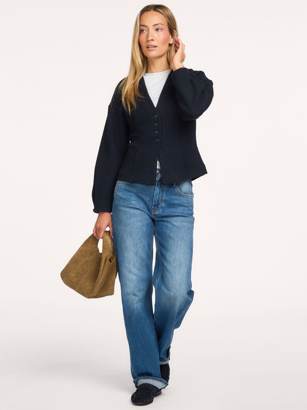 PIAC Long sleeve waisted button top Piac, katoenmix vest