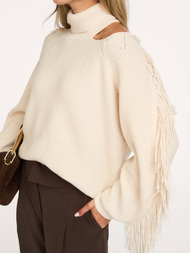 Siega cut-out fringe sweater Siega, merinowolmix coltrui