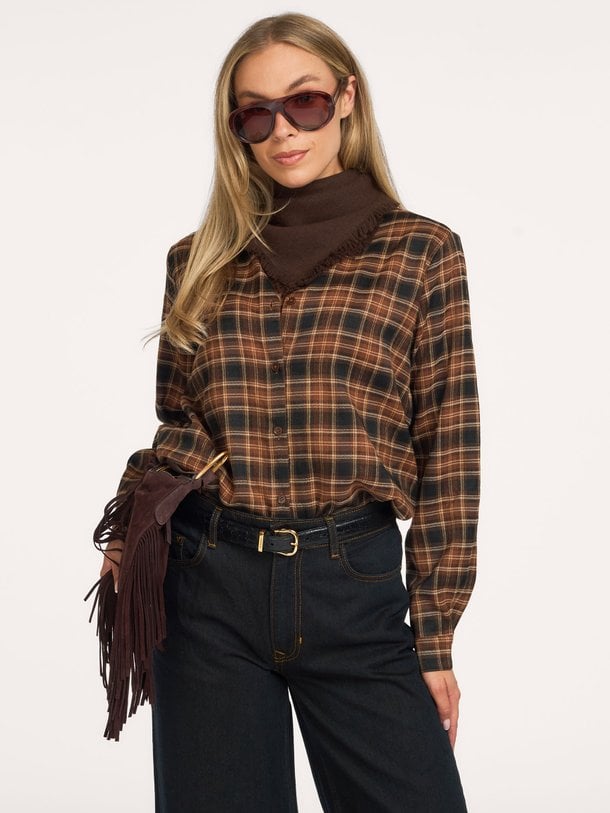 Mateo, geweven geruite blouse