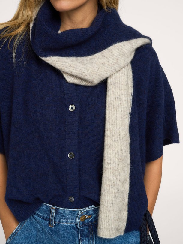 VORIE Striped knitted long scarf Vorie, wolmix sjaal