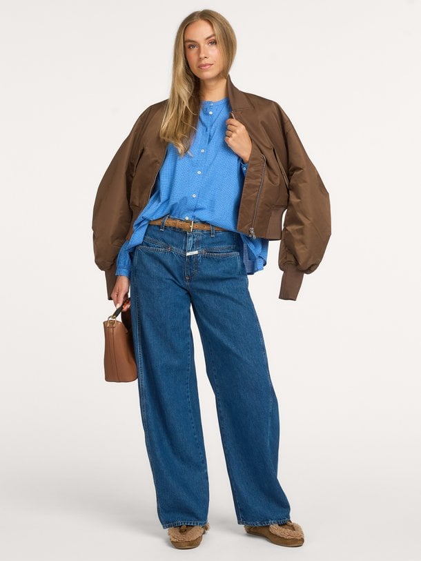 nyka blue check blouse Nyka, organic cotton blouse
