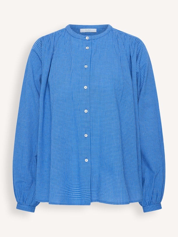 nyka blue check blouse Nyka, organic cotton blouse
