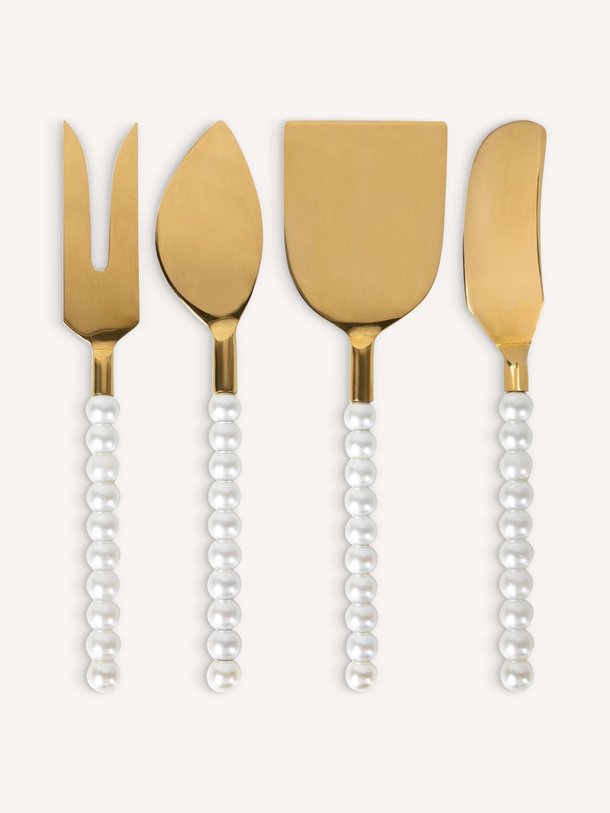 Gold plated kaasmesjes met parels