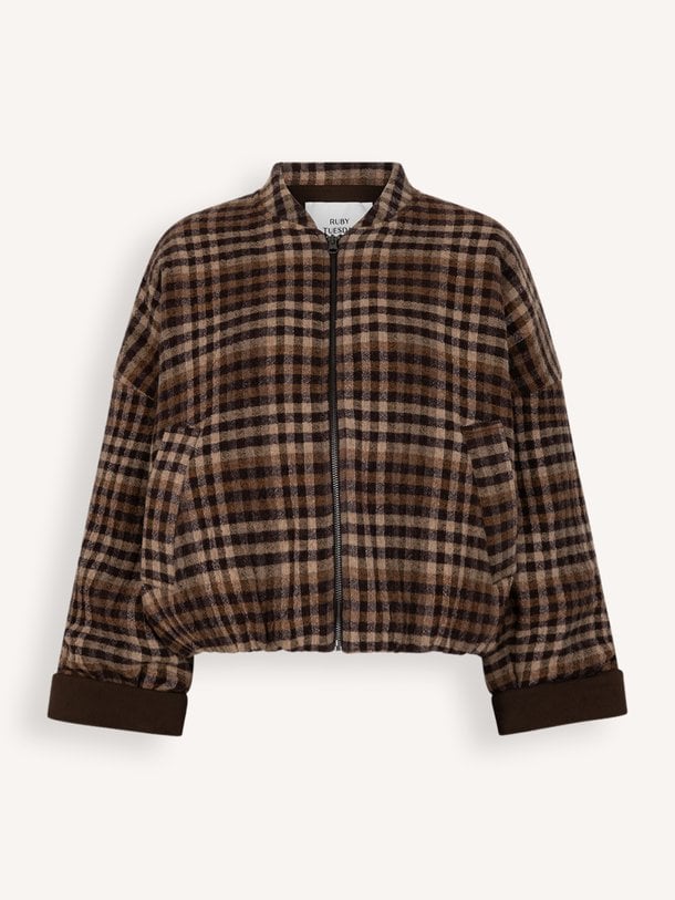 CIDORE Woolen check bomber jacket Cidore, wolmix geruite bomber jack