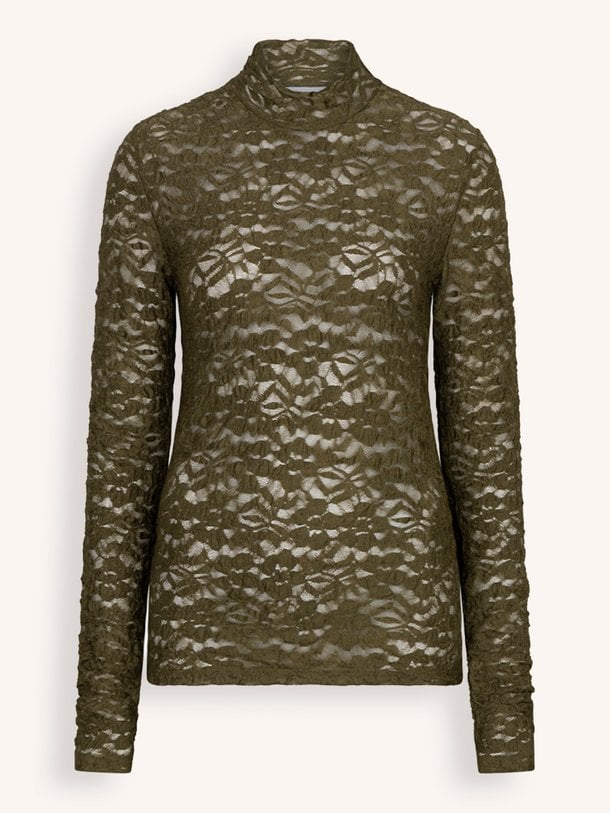 Irony lace turtle neck top Irony, geweven kanten top