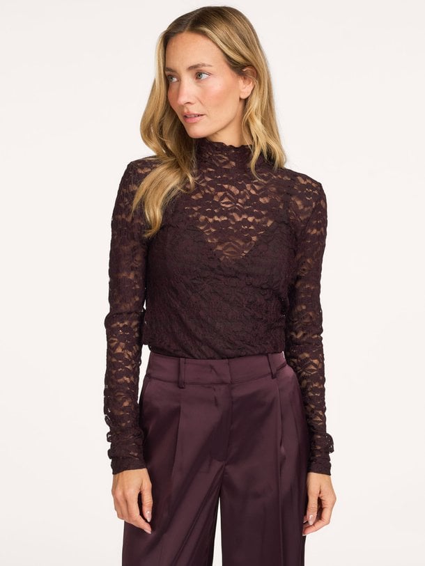 Irony lace turtle neck top Irony, geweven kanten top