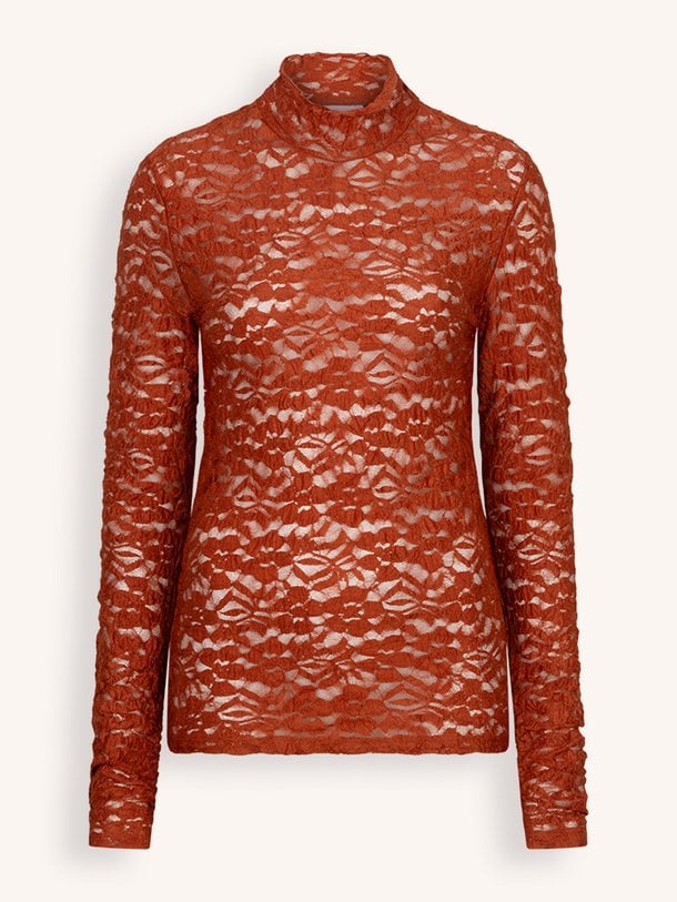 Irony lace turtle neck top Irony, geweven kanten top