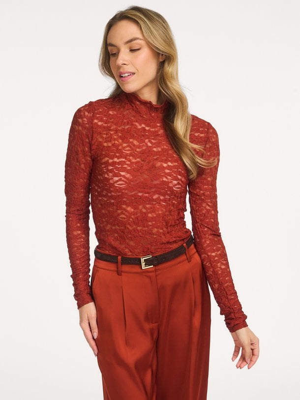Irony lace turtle neck top Irony, geweven kanten top