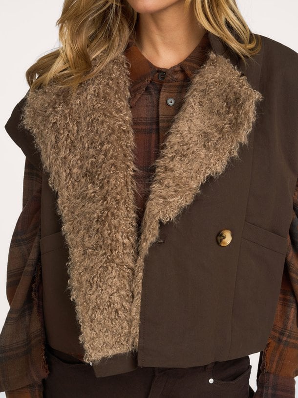 CILLY Waxed poncho Top Cilly, katoenmix gilet