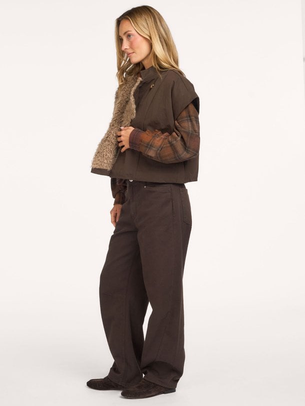 CILLY Waxed poncho Top Cilly, katoenmix gilet